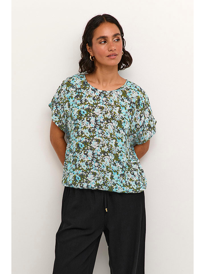 Kaffe Koszulka w kolorze turkusowo-zielono-czarnym rozmiar: 38