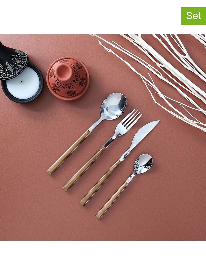 Ethnical Life 16-częściowy zestaw sztućców w kolorze srebrno-jasnobrązowym rozmiar: onesize