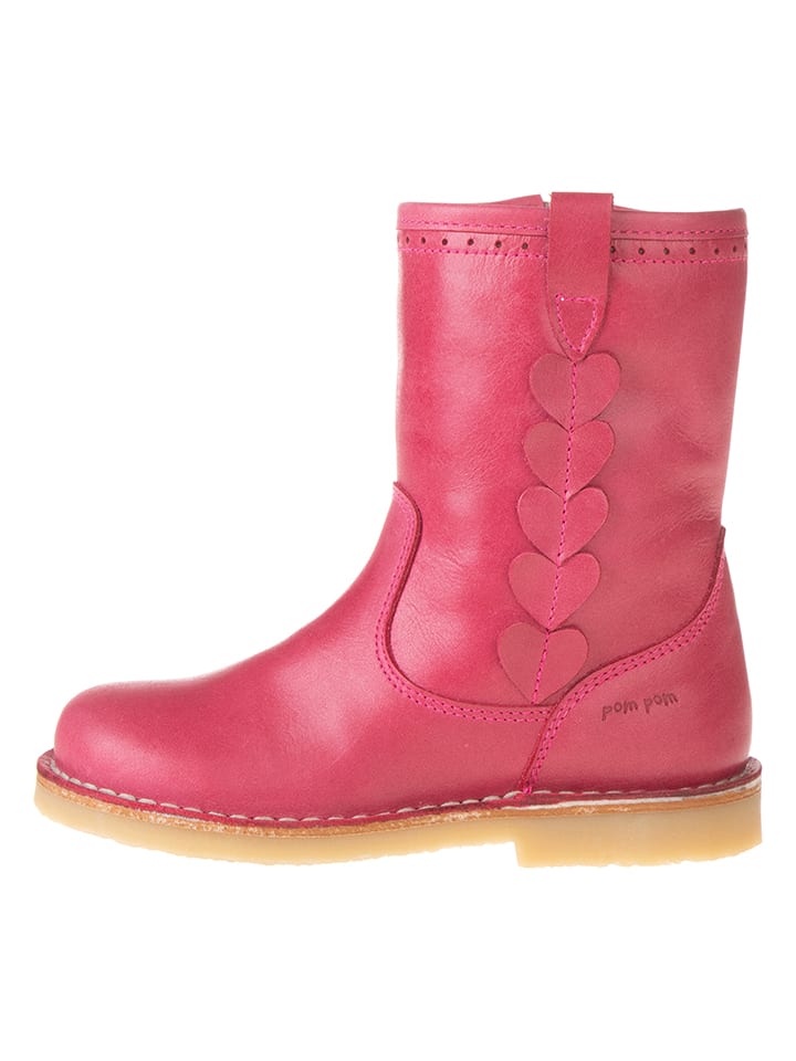 POM POM Skórzane kozaki zimowe w kolorze różowym rozmiar: 32