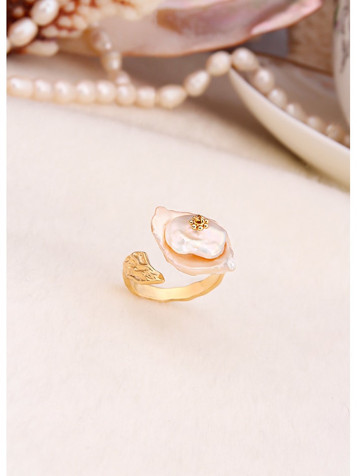 L'Atelier de Gaia Pozłacany pierścionek z masą perłową rozmiar: onesize