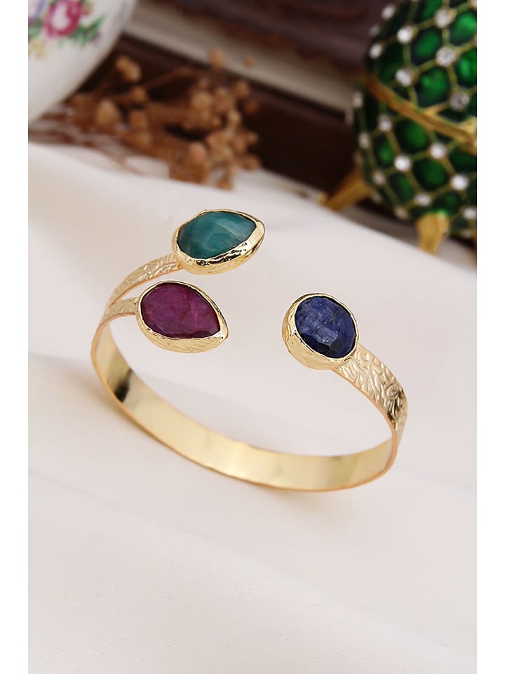 L'Atelier de Gaia Pozłacana bransoletka z szafirem i agatami rozmiar: onesize