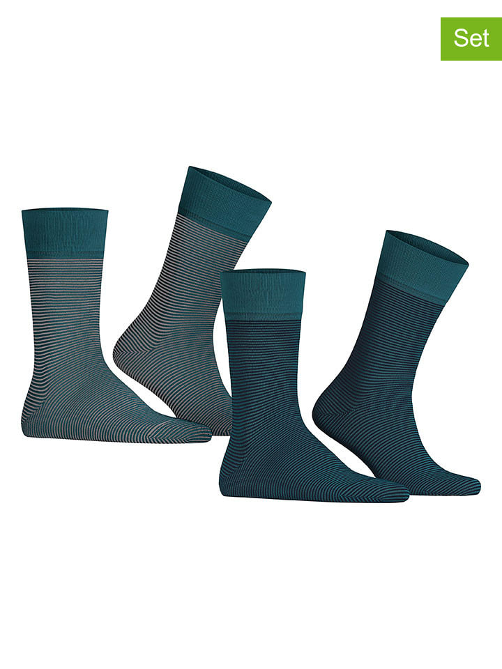 ESPRIT Skarpety (2 pary) "Allover" w kolorze morsko-szarym rozmiar: 43-46