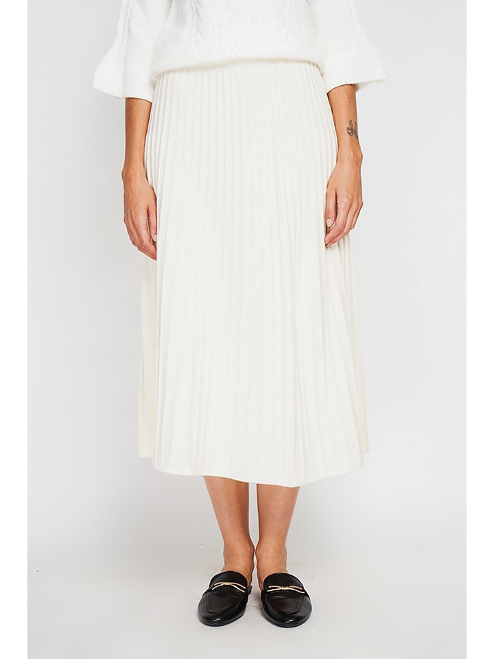 ASSUILI Kaszmirowa spódnica w kolorze kremowym rozmiar: 40