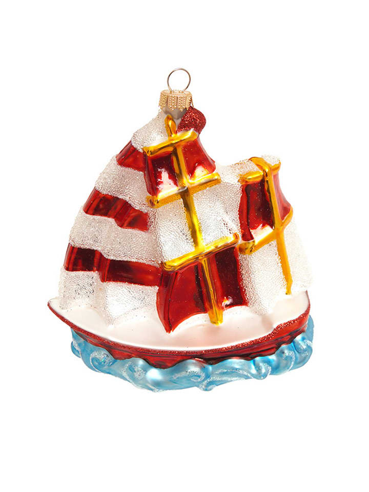 Krebs Glas Lauscha Ozdoba choinkowa w kolorze czerwono-białym - wys. 12 cm rozmiar: onesize