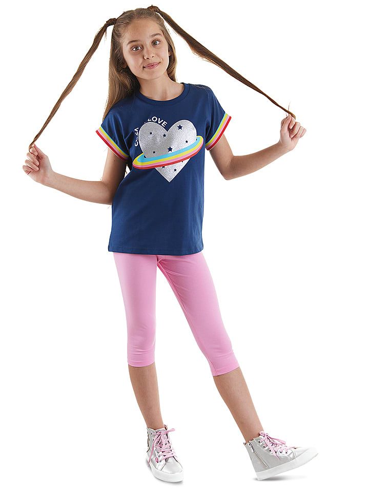 Denokids 2-częściowy zestaw "Cosmic Love" w kolorze jasnoróżowo-granatowym rozmiar: 104