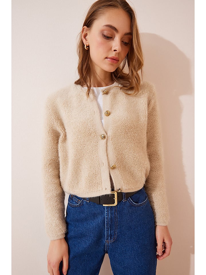 Happiness Istanbul Kardigan w kolorze beżowym rozmiar: onesize