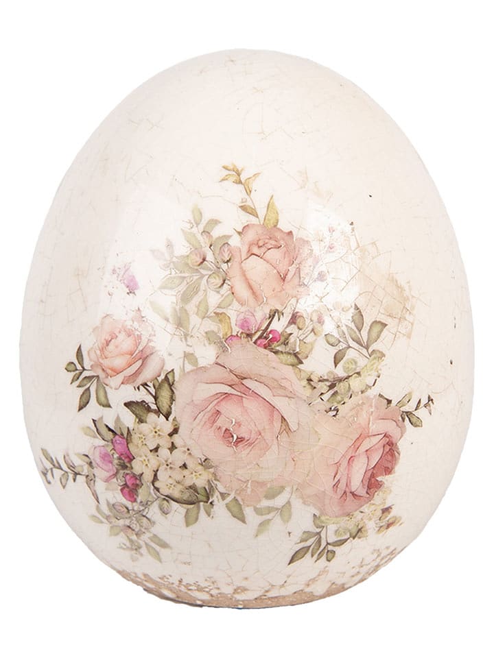 Clayre & Eef Dekoracja "Egg" w kolorze kremowo-jasnoróżowym - wys. 16 x Ø 14 cm rozmiar: onesize