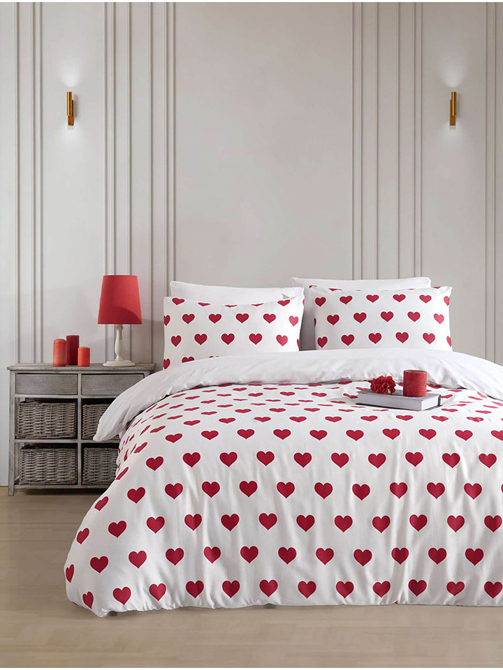 Colourful Cotton Komplet pościeli "Chole" w kolorze biało-czerwonym rozmiar: 135x200 cm
