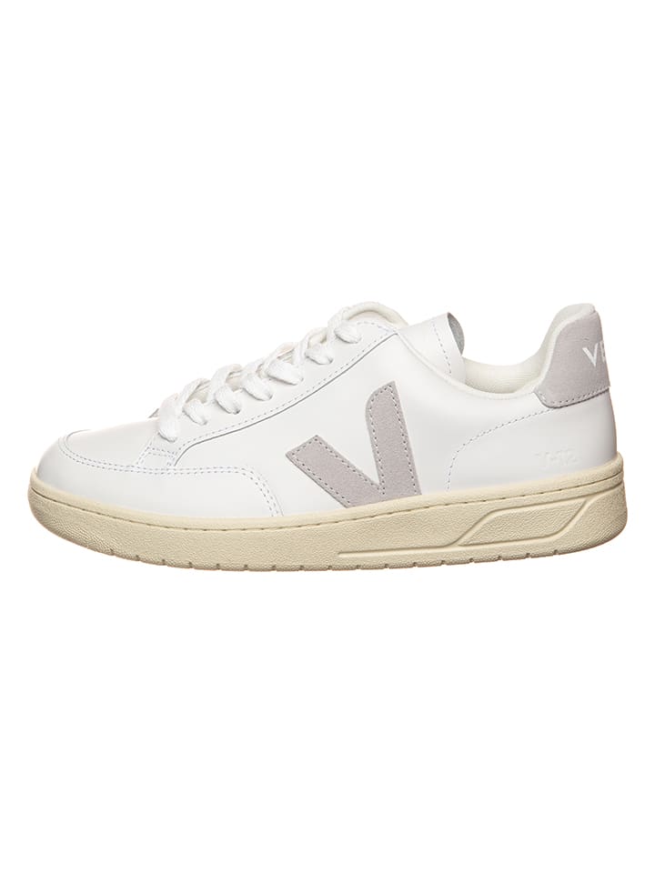 Veja Skórzane sneakersy "V 12" w kolorze biało-szarym rozmiar: 38