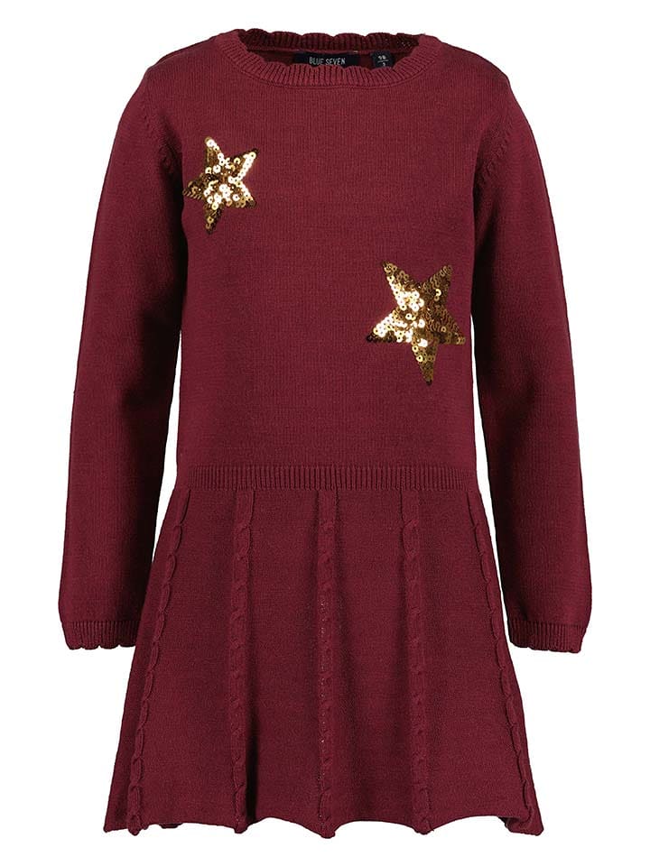 Blue Seven Sukienka dzianinowa w kolorze bordowym rozmiar: 116