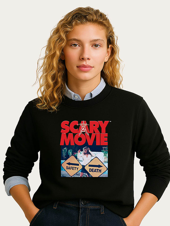 WOOOP Bluza "Scary Movie Official Safety vs Death" w kolorze czarnym rozmiar: L