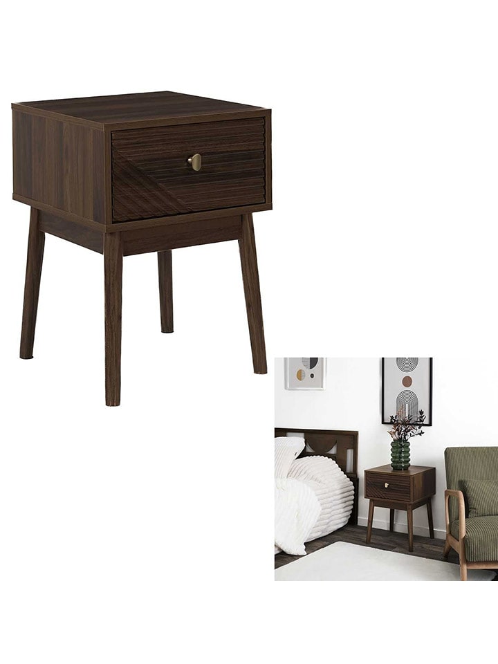 THE HOME DECO FACTORY Stolik nocny "Tiffany" w kolorze brązowym - 40 x 55 x 40 cm rozmiar: onesize