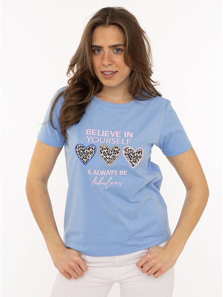 Zwillingsherz Koszulka "Always Believe" w kolorze błękitnym rozmiar: M
