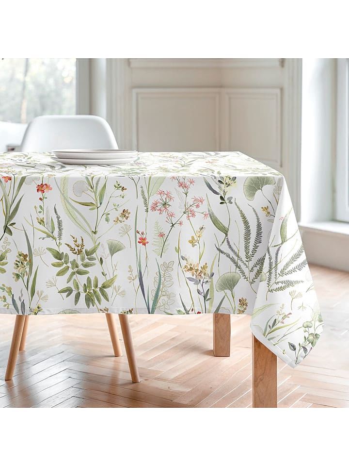 Mint Rugs Obrus "Floral And Tropical Jayla" w kolorze biało-zielono-jasnoróżowym rozmiar: 155x200 cm