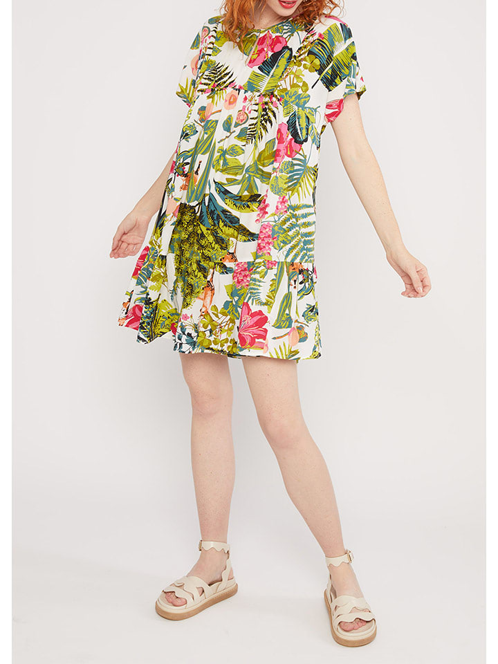 Blutsgeschwister Sukienka "Seeds of Lovegreek" w kolorze zielono-białym rozmiar: M