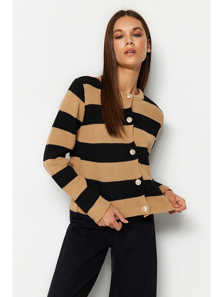 trendyol Kardigan w kolorze karmelowo-czarnym rozmiar: M