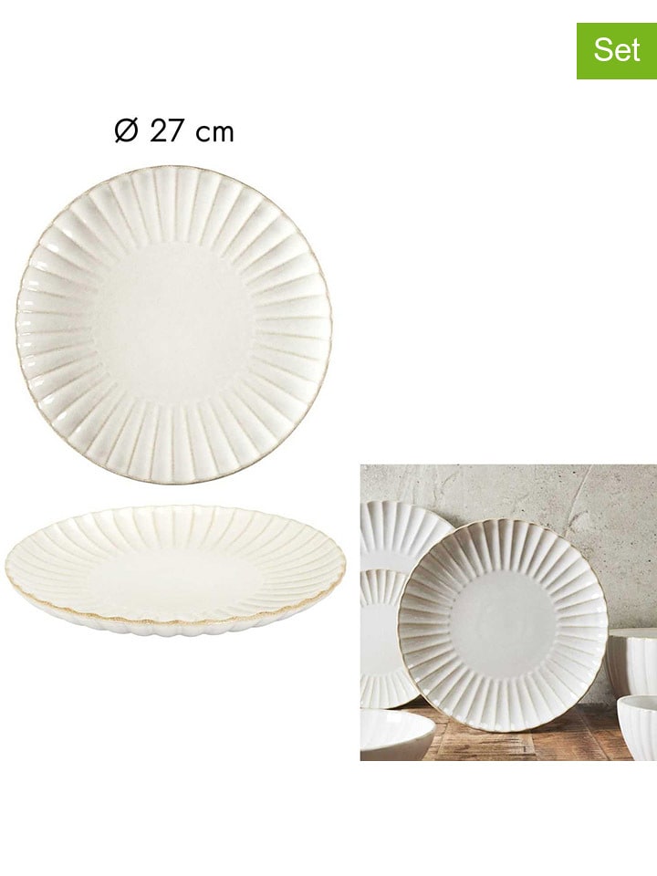 THE HOME DECO FACTORY Talerze (6 szt.) "Vlora" w kolorze kremowym - Ø 27 cm rozmiar: onesize