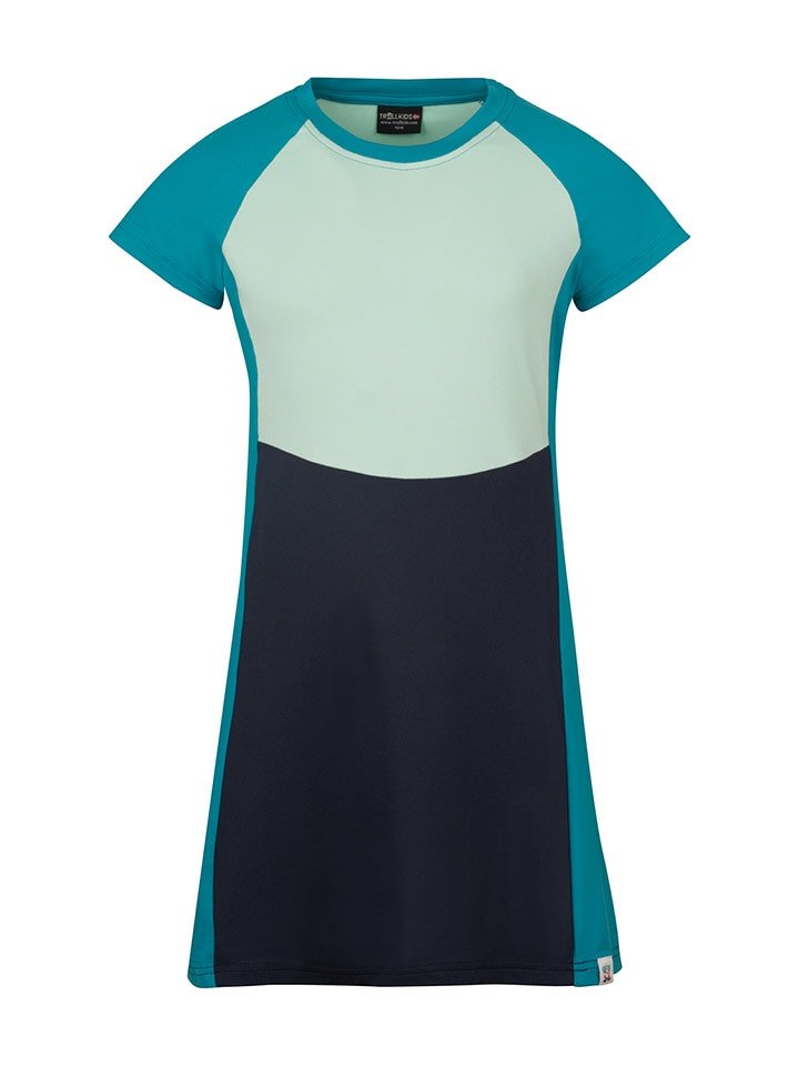 Trollkids Sukienka "Senja" w kolorze niebiesko-czarnym rozmiar: 128