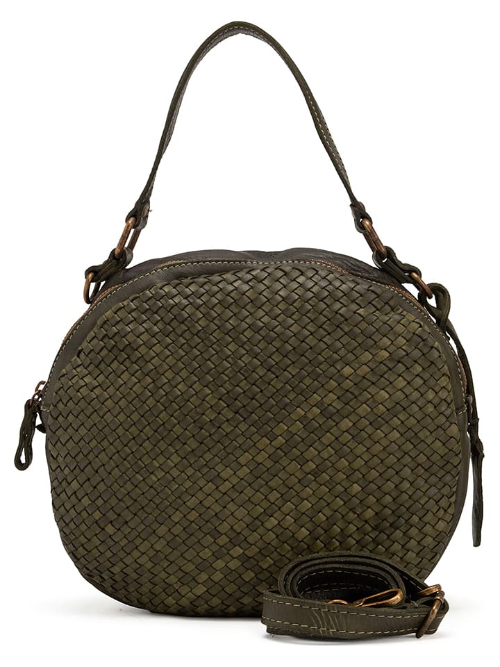 Melina C Skórzana torebka "Belfiore" w kolorze ciemnozielonym - 25 x 23 x 6 cm rozmiar: onesize