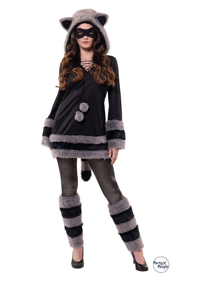 Party x People 2-częściowy kostium "Raccoon" w kolorze czarno-szarym rozmiar: 48