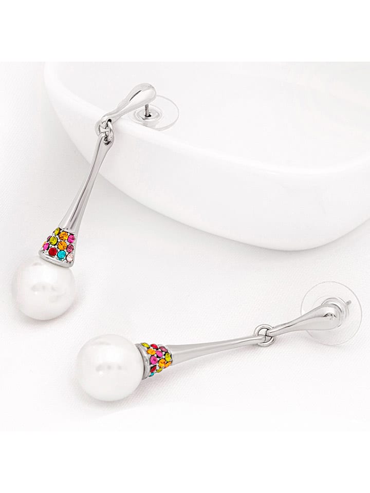 LA CHIQUITA Kolczyki-wkrętki "Suzana" z kryształami i perłami rozmiar: onesize