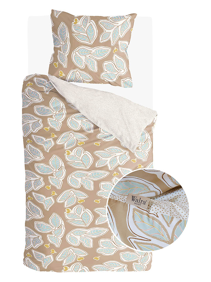 Walra Komplet pościeli "Lovely Leaves" w kolorze jasnobrązowo-błękitnym rozmiar: 240x220 cm