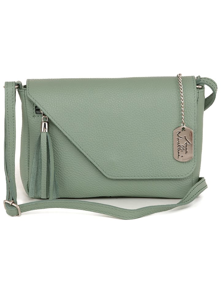 Anna Morellini Skórzana torebka "Lola" w kolorze zielonym - 24 x 18 x 6 cm rozmiar: onesize