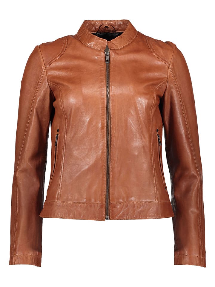 Bugatti Skórzana kurtka w kolorze jasnobrązowym rozmiar: 42