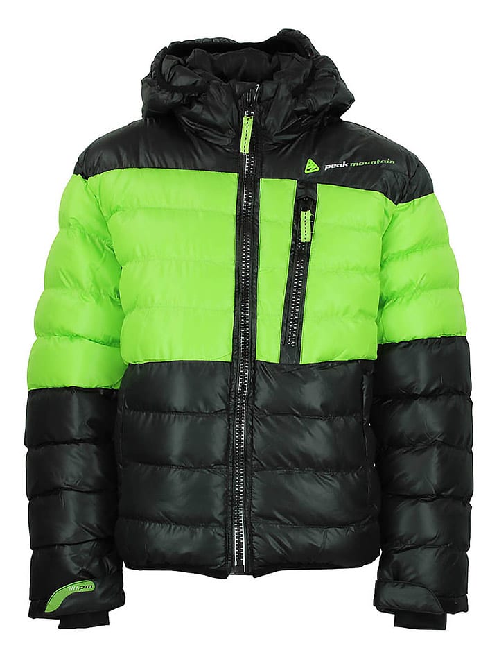Peak Mountain Kurtka zimowa "Ecaptin" w kolorze czarno-zielonym rozmiar: 98