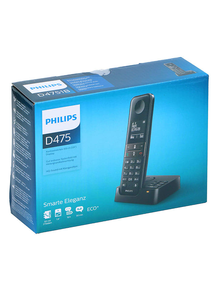 Philips Bezprzewodowy telefon "D4751B/01" w kolorze czarnym rozmiar: onesize