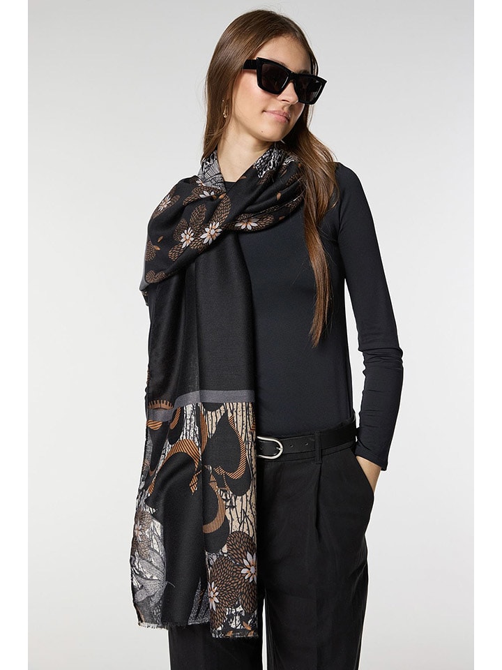 Lucky Bees Szal w kolorze czarno-szarym - 180 x 85 cm rozmiar: onesize