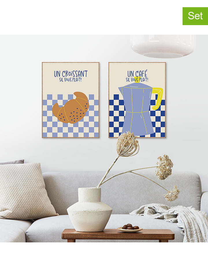 Orangewallz Druki artystyczne (2 szt.) "Parisian Duo" w ramce rozmiar: 30x40 cm