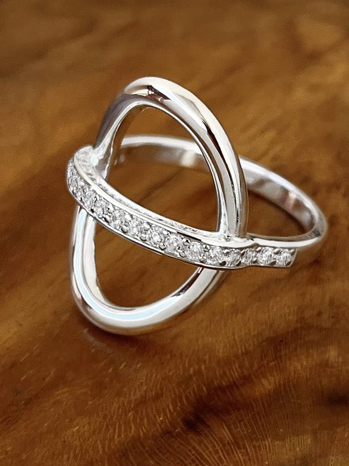 Eclat d'Argent Srebrny pierścionek z cyrkoniami rozmiar: 56