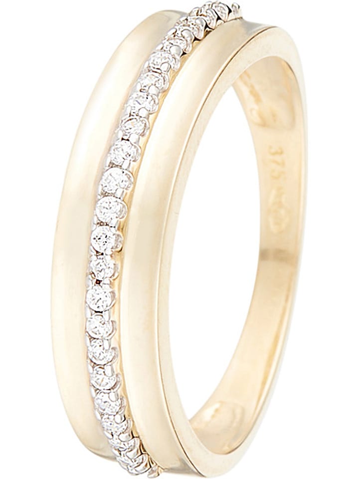 OR ÉCLAT Złoty pierścionek "Lovers" z cyrkoniami rozmiar: 52