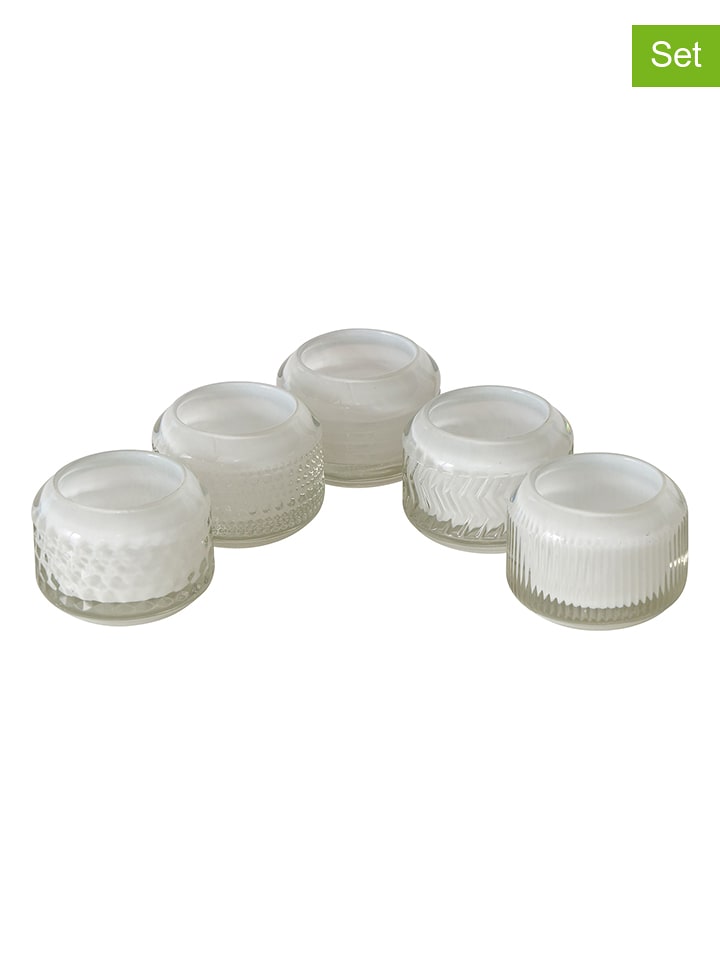 Boltze Świeczniki (5 szt.) "Vadina" w kolorze białym - wys. 6 x Ø 8 cm rozmiar: onesize