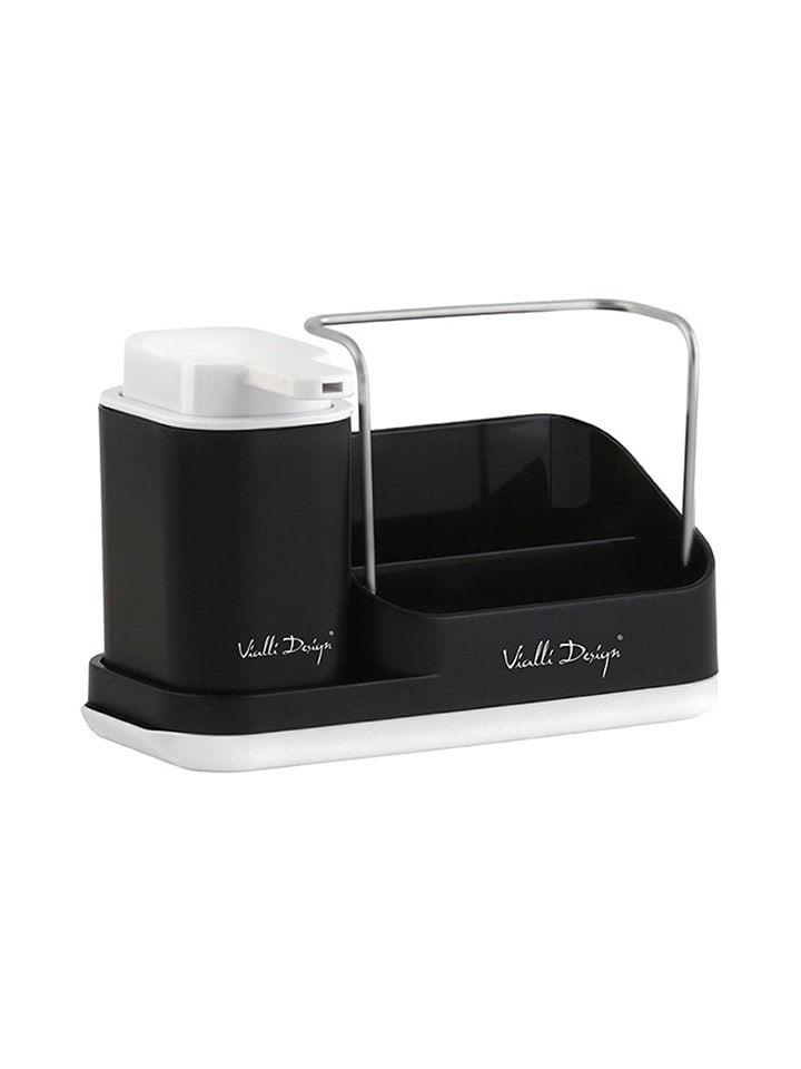 Vialli Design Organizer kuchenny w kolorze czarnym z dozownikiem na płyn - 21,5 x 16 x 9 cm rozmiar: onesize
