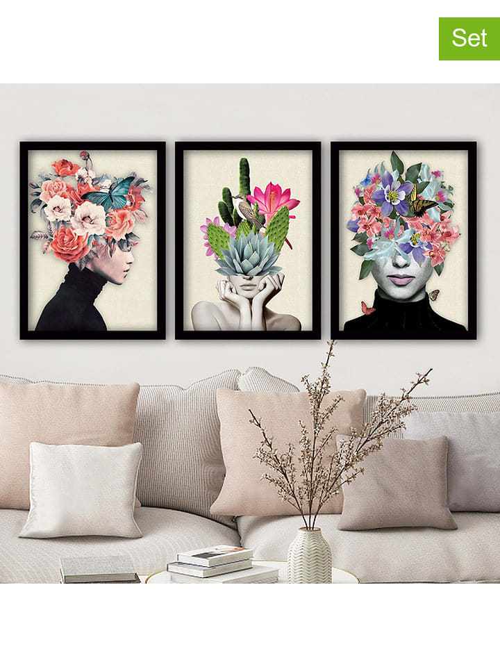 wall addiction Druki na drewnie (3 szt.) w ramce rozmiar: 35x45 cm