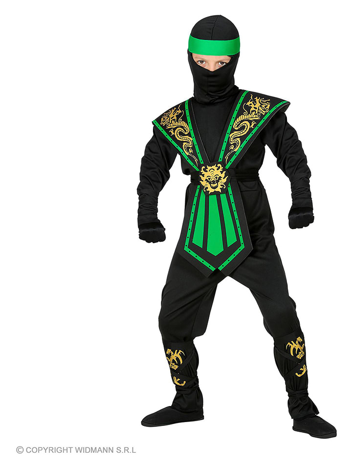 Carnival Party 5-częściowy kostium "Kombat Ninja" w kolorze czarno-zielonym rozmiar: 116