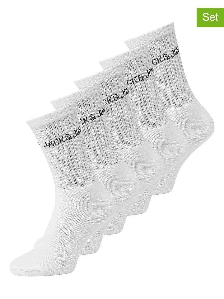 JACK & JONES Junior Skarpety (5 par) w kolorze białym rozmiar: 33-37