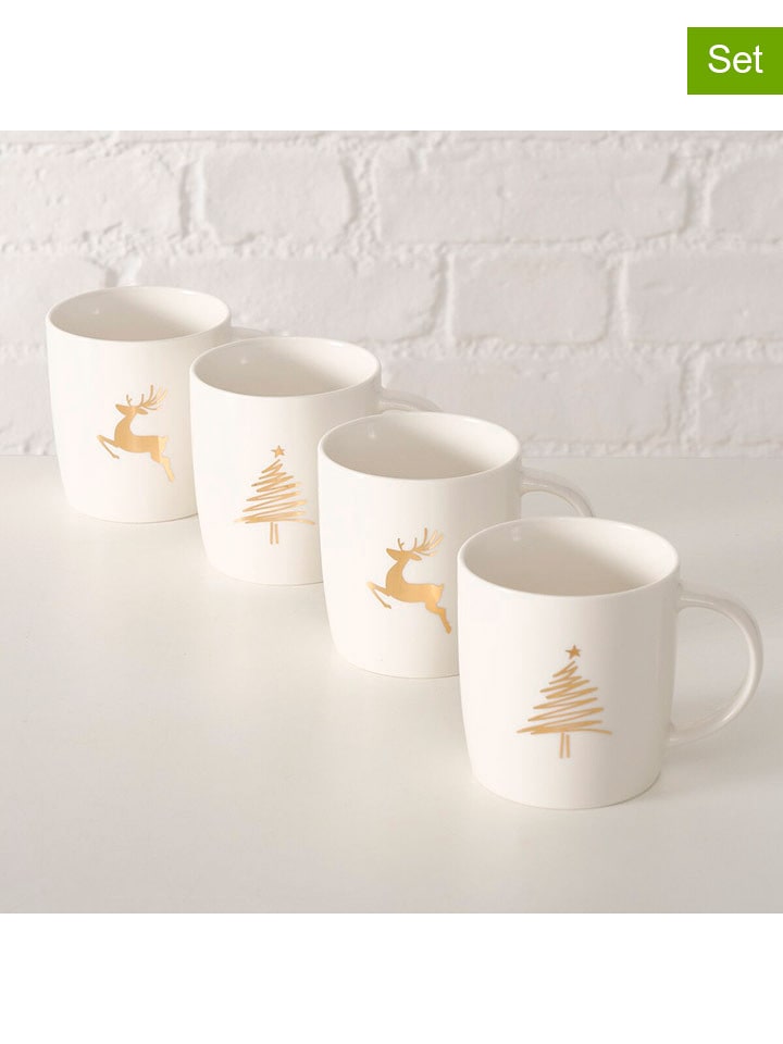 Boltze Kubki (4 szt.) "Brilly" w kolorze złoto-białym - 320 ml rozmiar: onesize