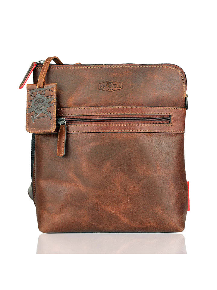 SPARWELL Skórzana torebka "Worldly wilbur" w kolorze jasnobrązowym - 21 x 25 x 5 cm rozmiar: onesize