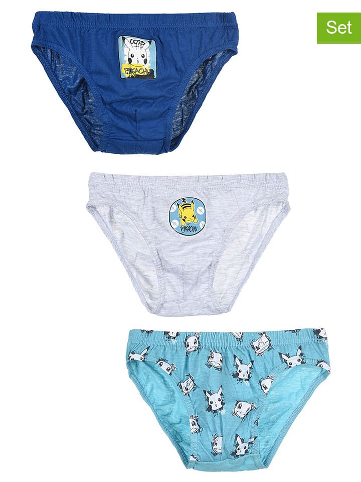 Pokémon Slipki (3 pary) "Pokemon" w kolorze granatowym, błękitnym i szarym rozmiar: 134/140