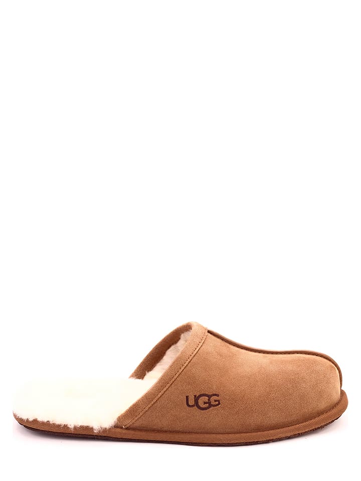 UGG Skórzane kapcie "Scuff" w kolorze jasnobrązowym rozmiar: 42