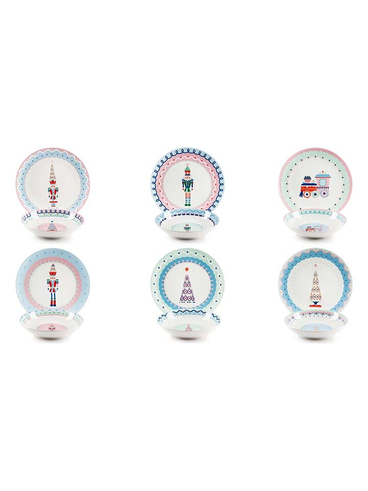 Trendy Kitchen by EXCÉLSA 12-częściowy zestaw talerzy ''Xmas Sweet Pastels'' ze wzorem rozmiar: onesize
