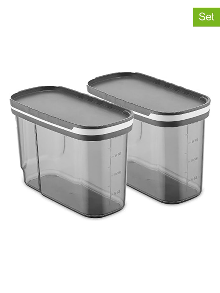 Violeta Home Pojemniki (2 szt.) w kolorze szarym - 1,25 l rozmiar: onesize