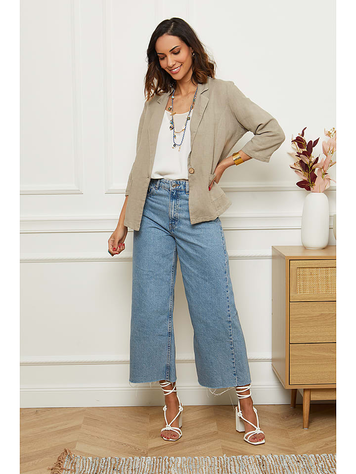 Le Monde du Lin Lniany blezer w kolorze szarobrązowym rozmiar: 34/36