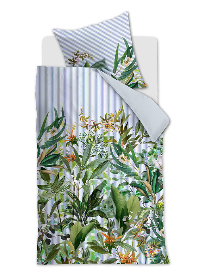 Beddinghouse Komplet pościeli satynowej "Cadence" w kolorze biało-zielonym rozmiar: 155x220 cm