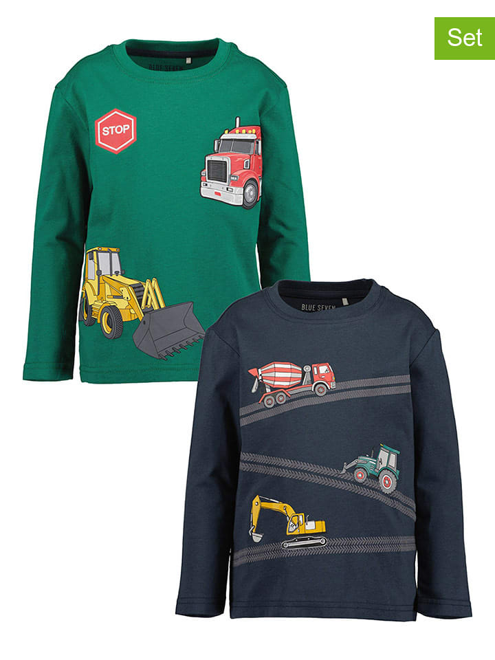 Blue Seven Koszulki (2 szt.) w kolorze zielono-granatowym rozmiar: 104