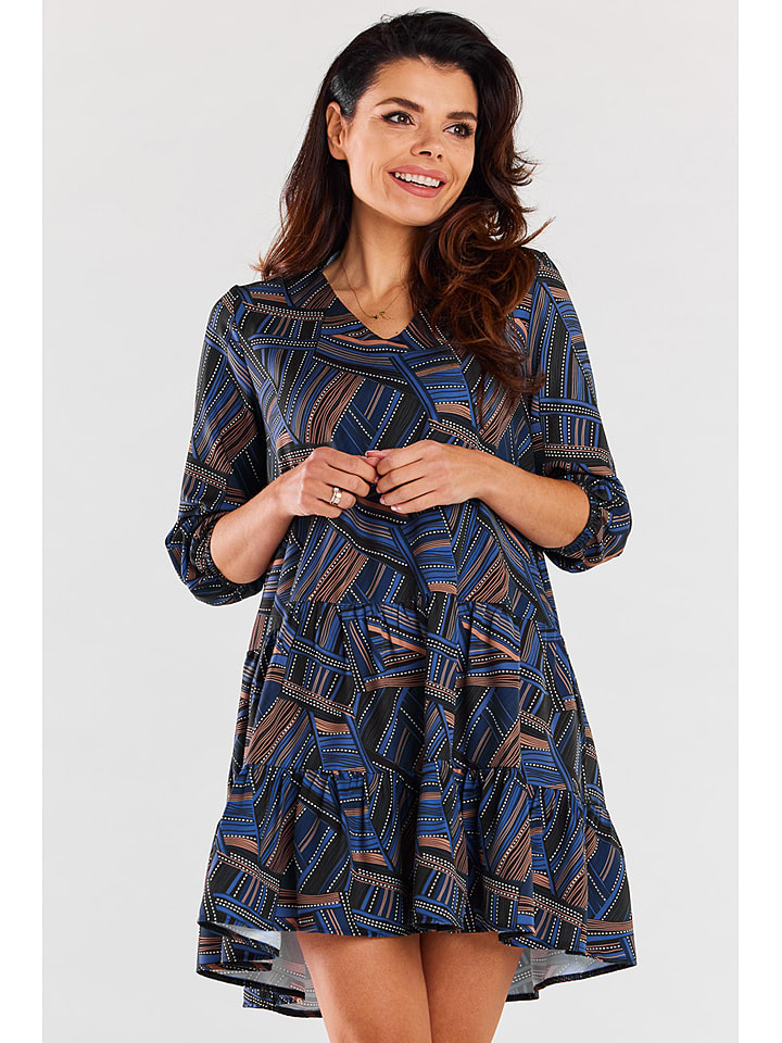 Awama Sukienka w kolorze granatowym ze wzorem rozmiar: S/M