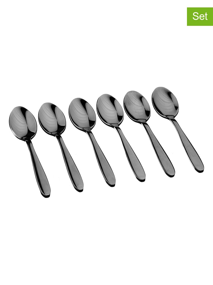 Björn Łyżeczki (6 szt.) "Kaja" w kolorze czarnym do kawy - dł. 14 cm rozmiar: onesize